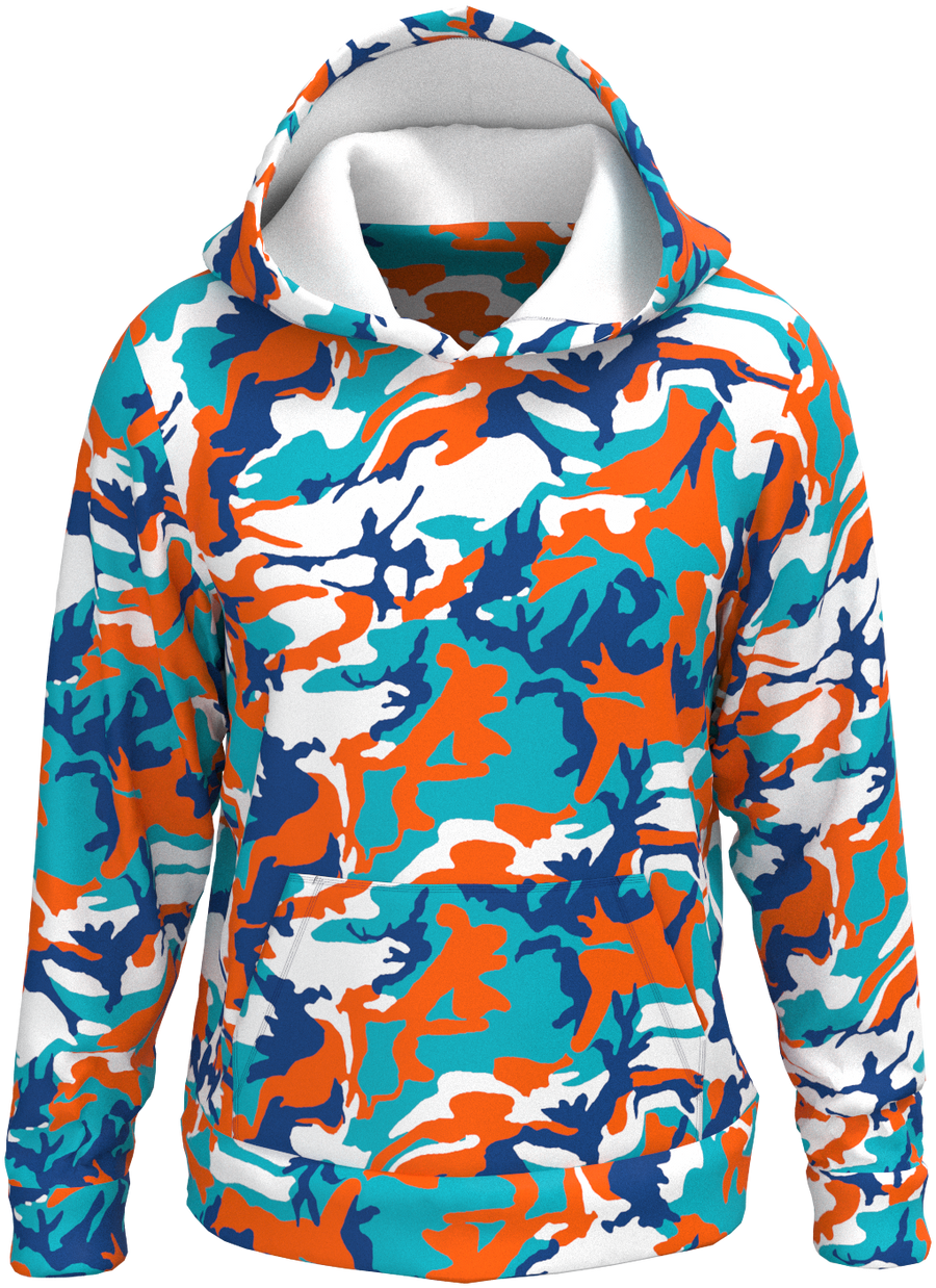 MIA Camo Blue Aqua Orange- Hoodie