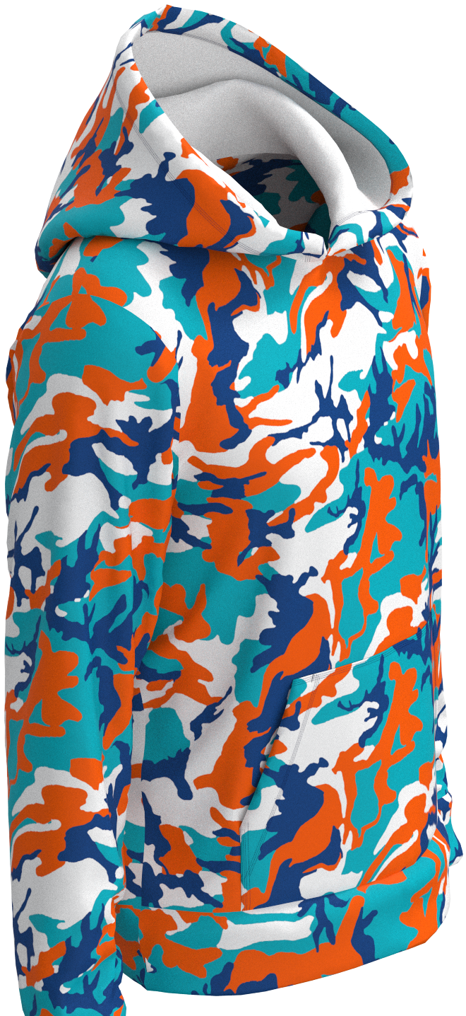 MIA Camo Blue Aqua Orange- Hoodie