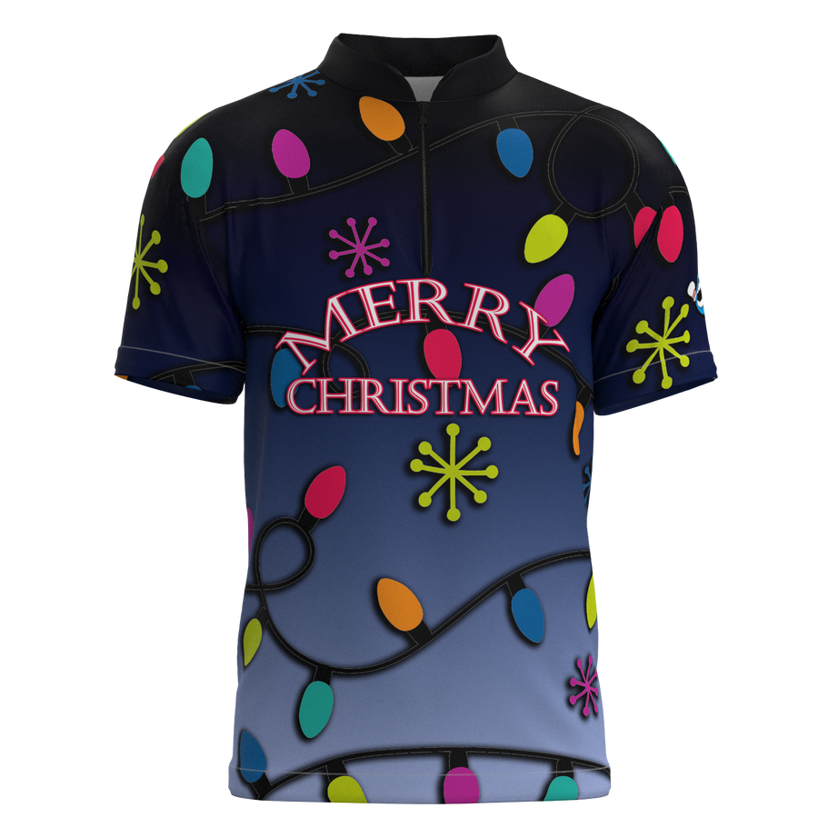 Christmas Lights Mock Collar Zip - Bowling Jersey