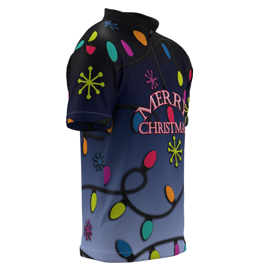 Christmas Lights Mock Collar Zip - Bowling Jersey