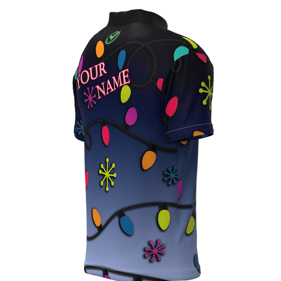 Christmas Lights Mock Collar Zip - Bowling Jersey