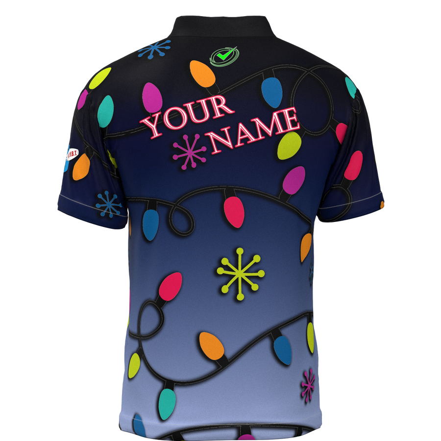 Christmas Lights Mock Collar Zip - Bowling Jersey