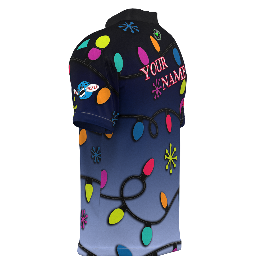 Christmas Lights Mock Collar Zip - Bowling Jersey