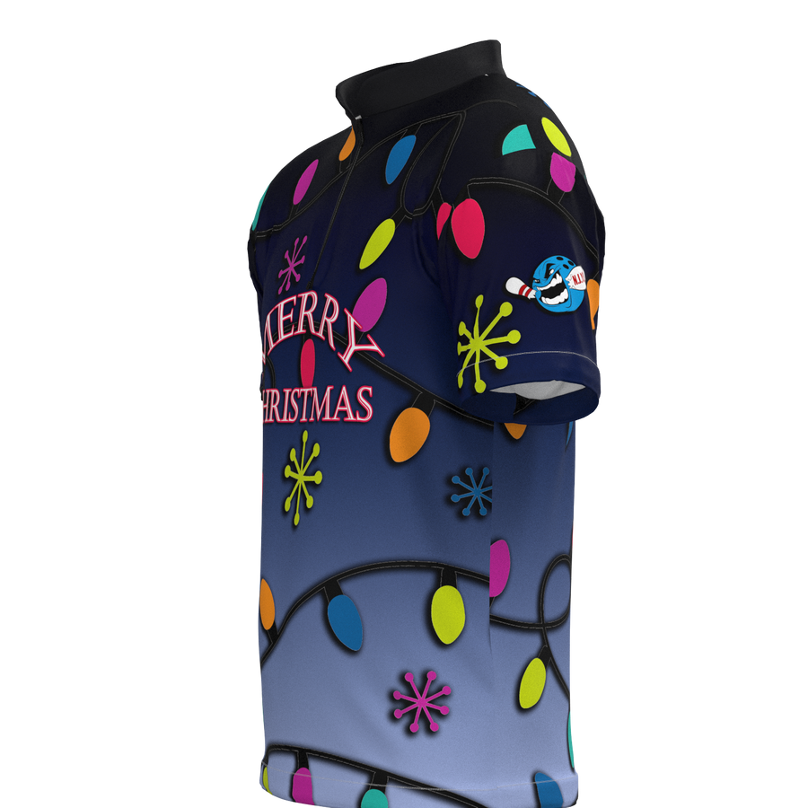 Christmas Lights Mock Collar Zip - Bowling Jersey