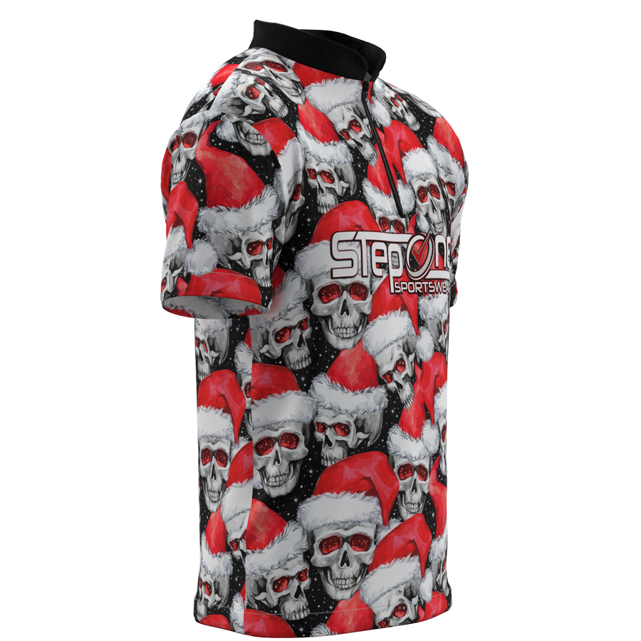 Santa Skulls Mock Collar Zip - Bowling Jersey