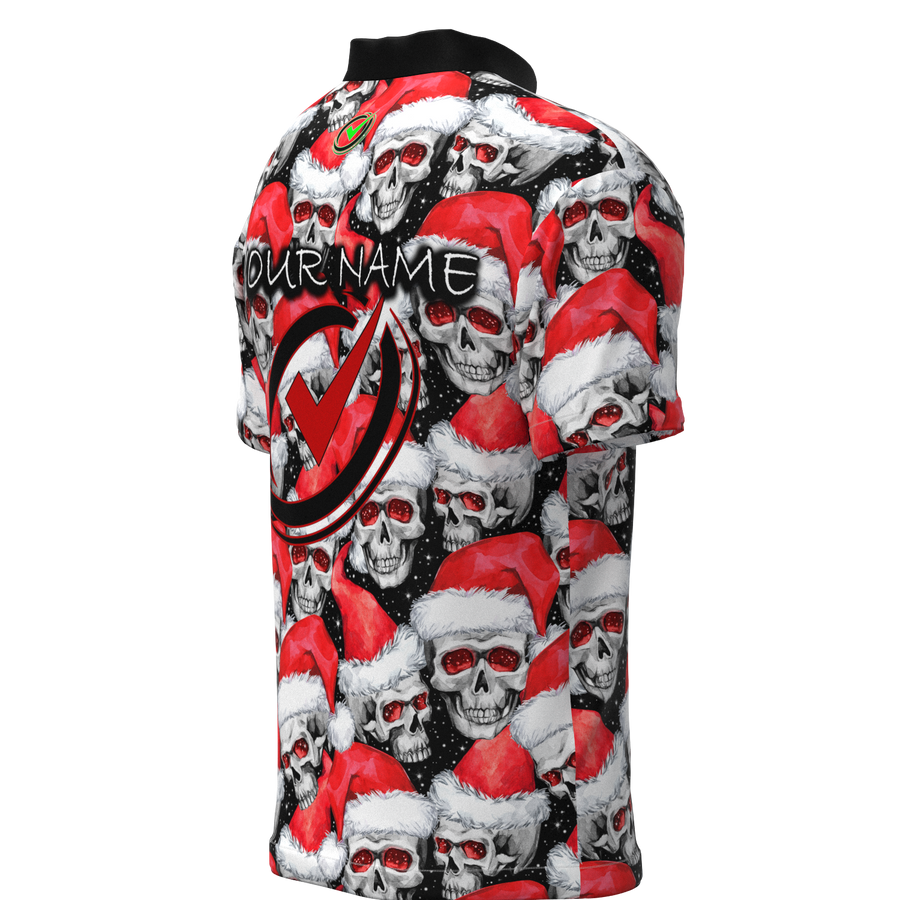 Santa Skulls Mock Collar Zip - Bowling Jersey