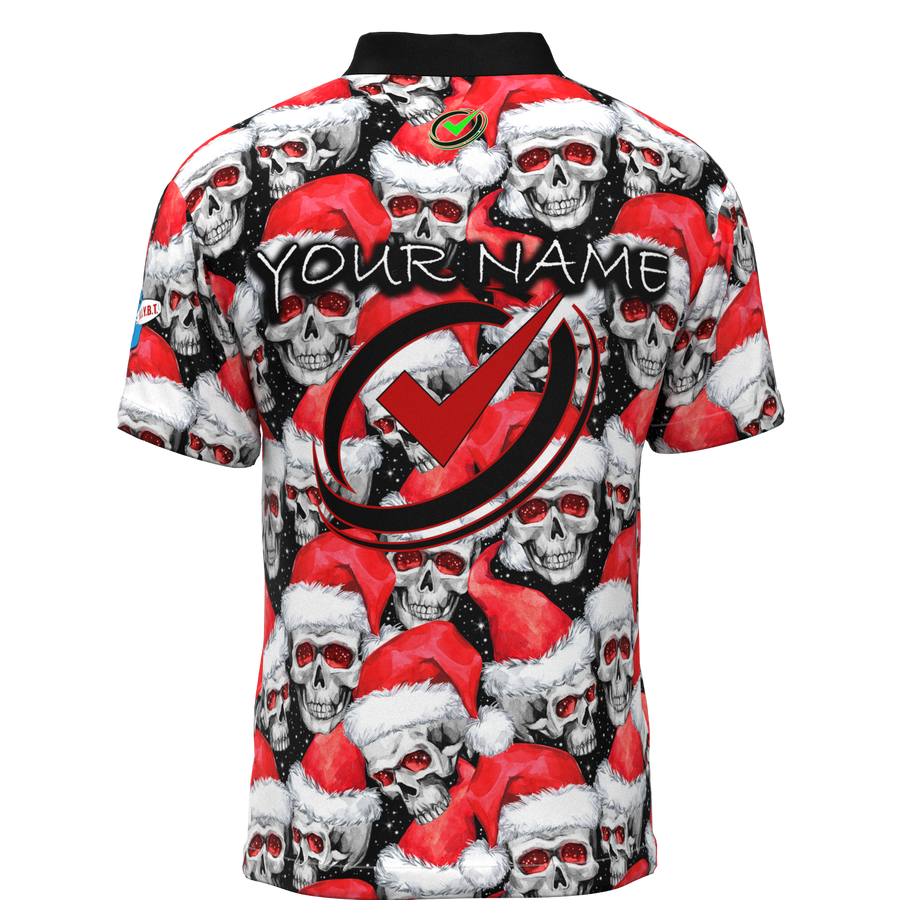 Santa Skulls Mock Collar Zip - Bowling Jersey