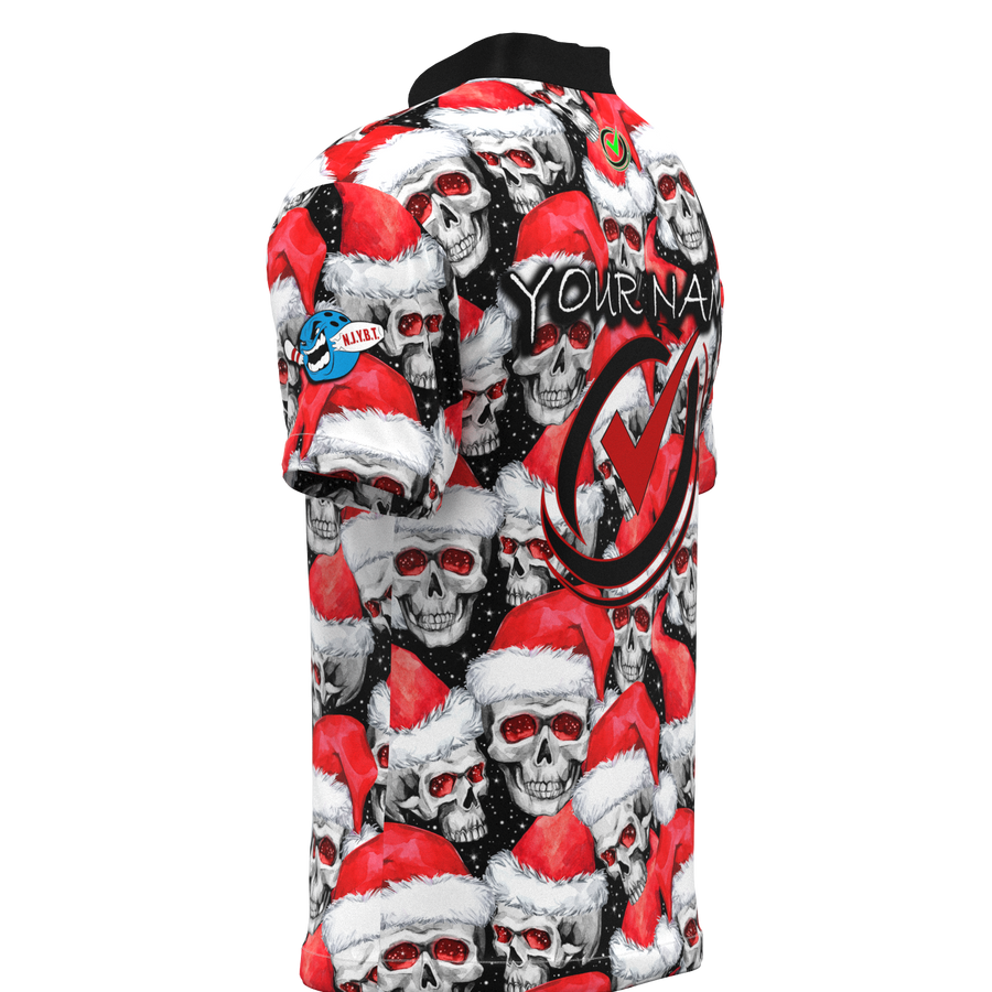 Santa Skulls Mock Collar Zip - Bowling Jersey