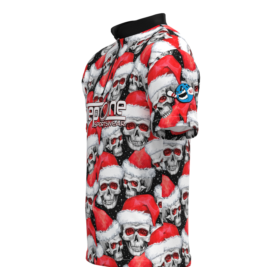 Santa Skulls Mock Collar Zip - Bowling Jersey