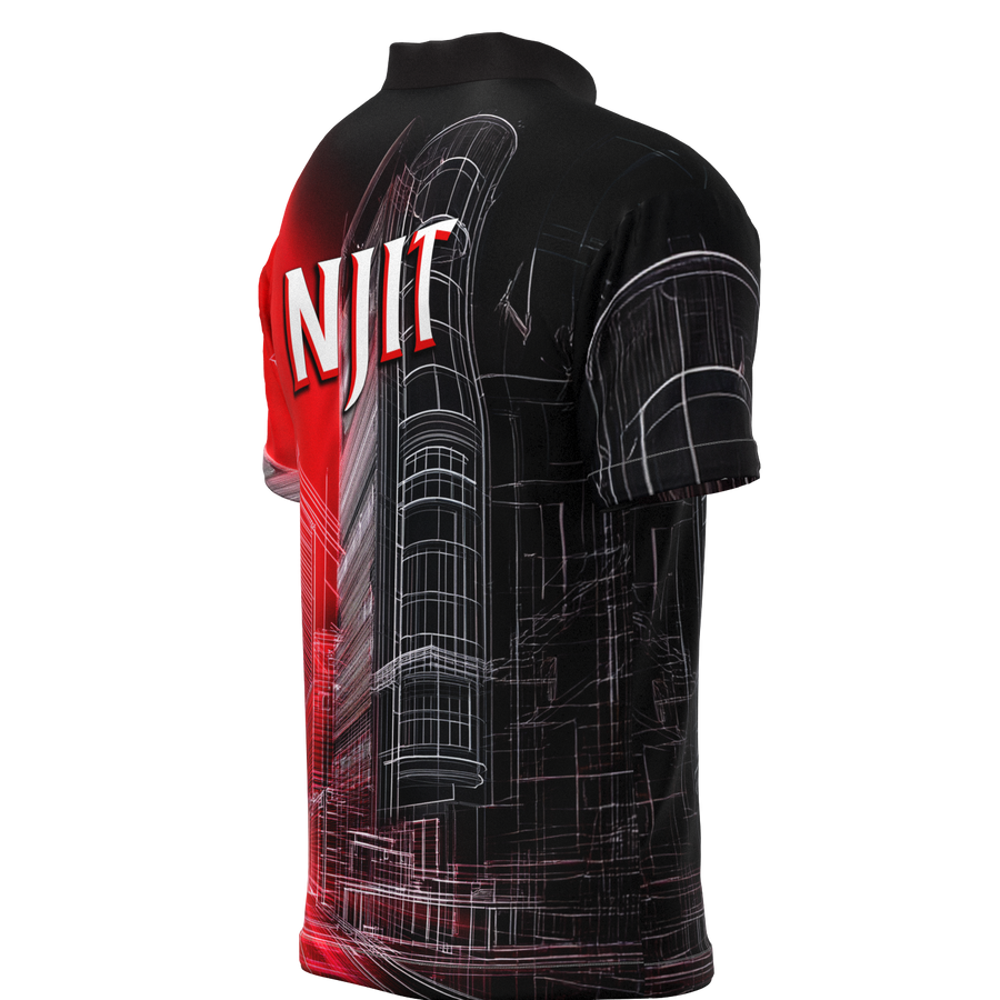 NJIT Red Graph Mock Collar Zip - Bowling Jersey