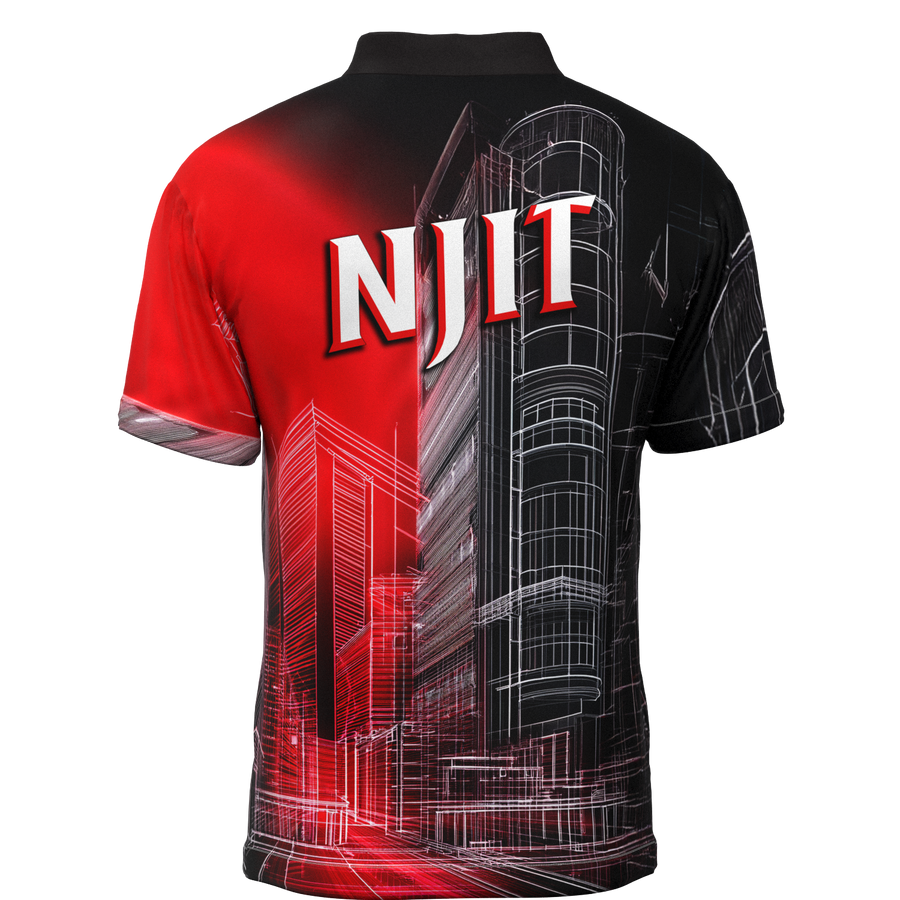 NJIT Red Graph Mock Collar Zip - Bowling Jersey