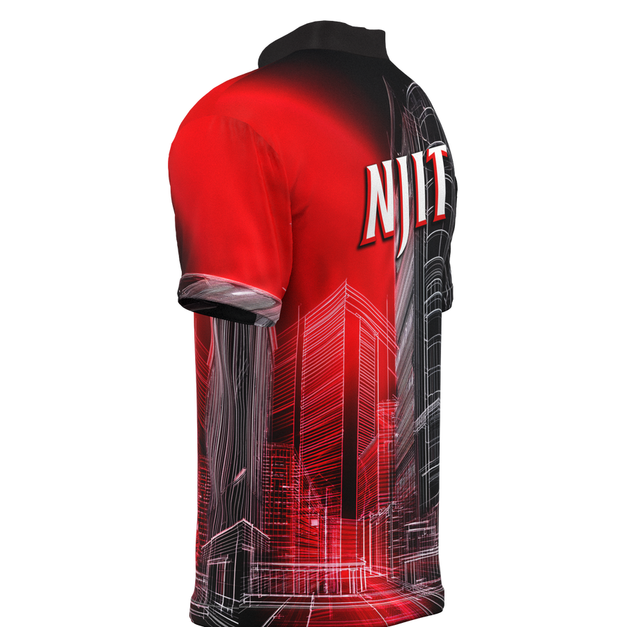 NJIT Red Graph Mock Collar Zip - Bowling Jersey