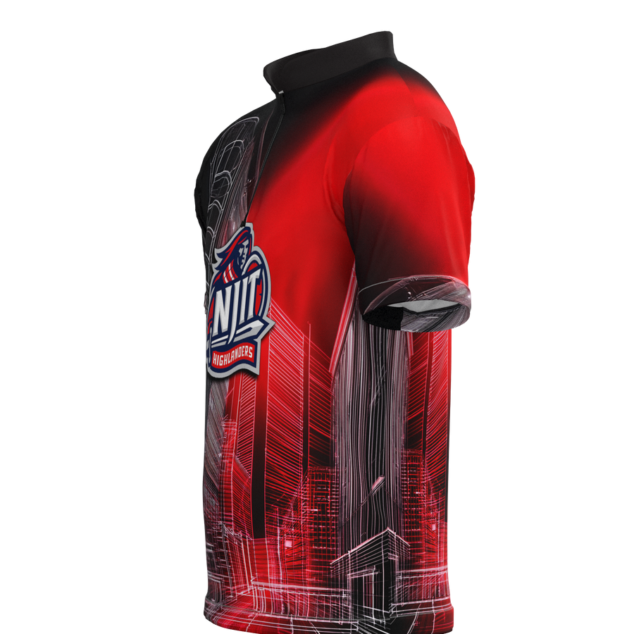 NJIT Red Graph Mock Collar Zip - Bowling Jersey
