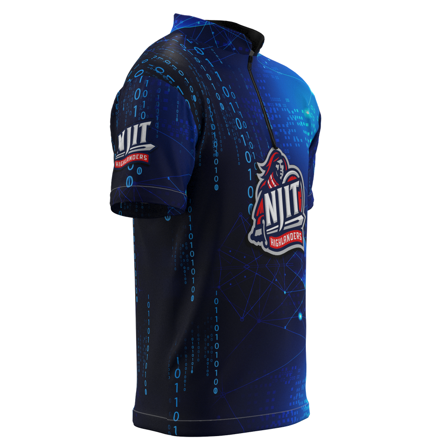 NJIT Blue 0's and 1's Mock Collar Zip - Bowling Jersey