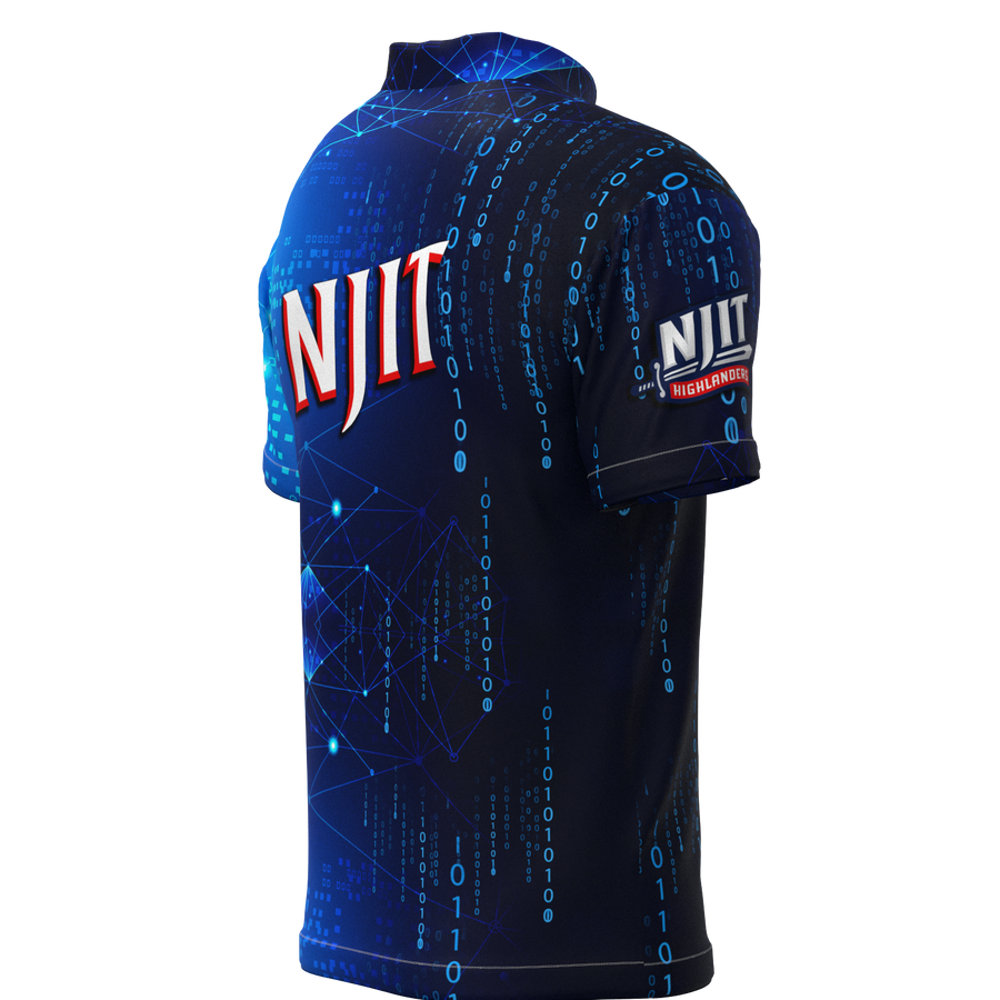 NJIT Blue 0's and 1's Mock Collar Zip - Bowling Jersey