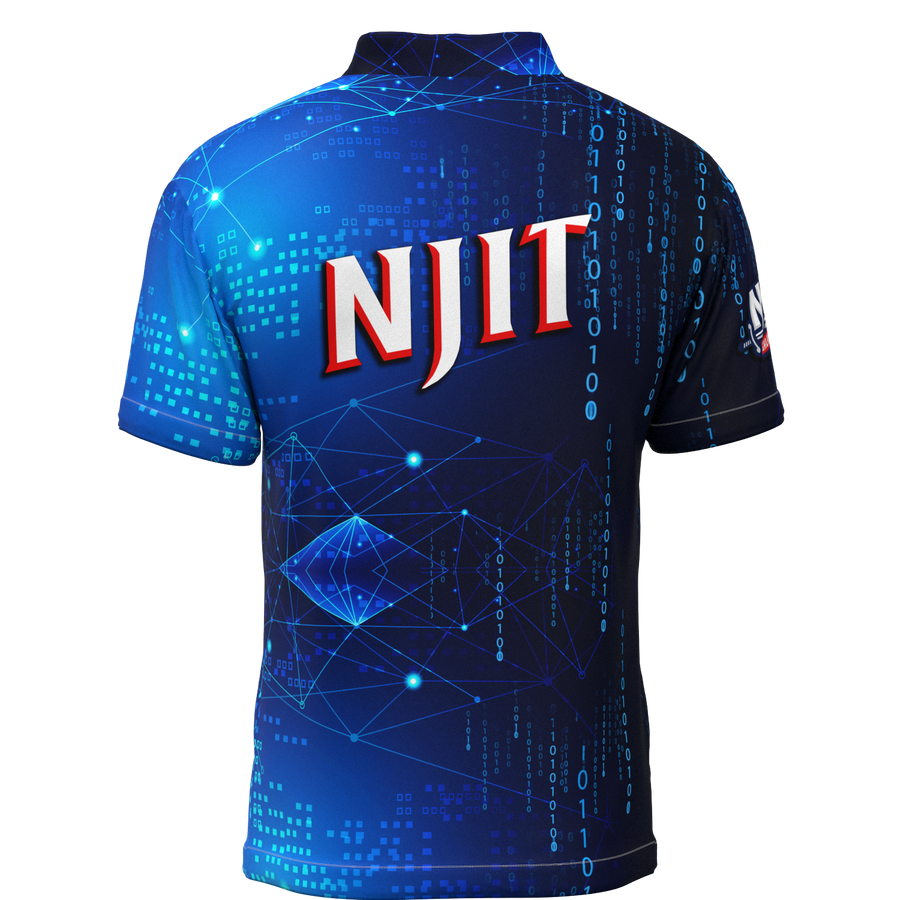 NJIT Blue 0's and 1's Mock Collar Zip - Bowling Jersey