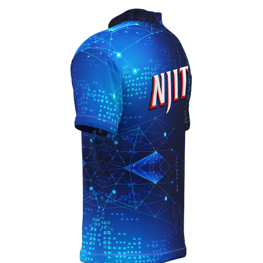 NJIT Blue 0's and 1's Mock Collar Zip - Bowling Jersey