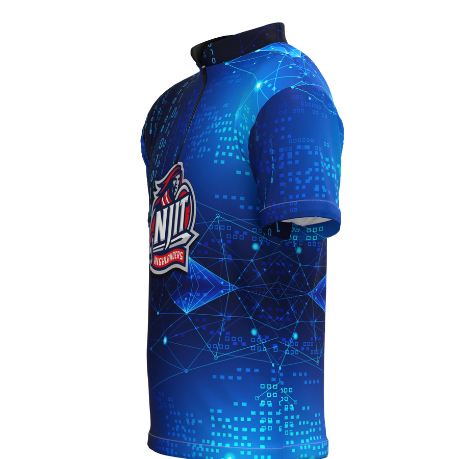 NJIT Blue 0's and 1's Mock Collar Zip - Bowling Jersey