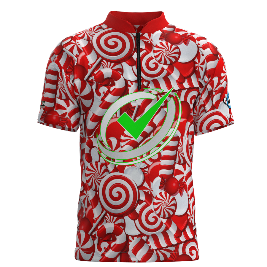 Peppermint Party Mock Collar Zip - Bowling Jersey