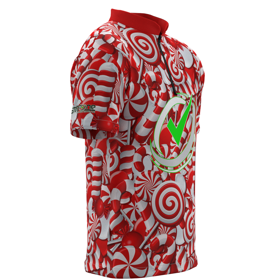Peppermint Party Mock Collar Zip - Bowling Jersey