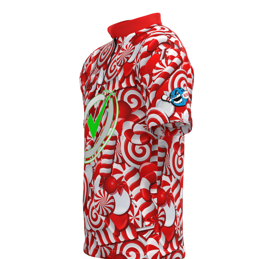 Peppermint Party Mock Collar Zip - Bowling Jersey