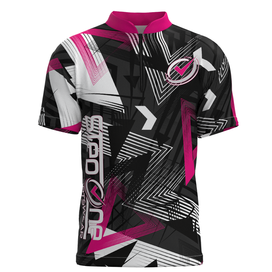 Transfusion Pink Mock Collar Zip - Bowling Jersey