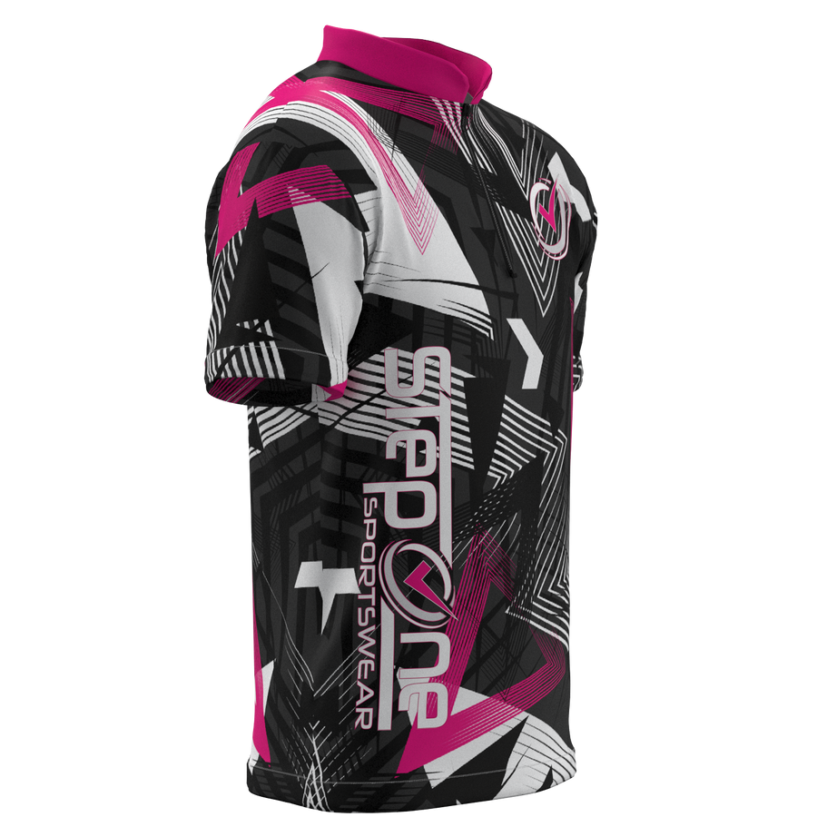 Transfusion Pink Mock Collar Zip - Bowling Jersey