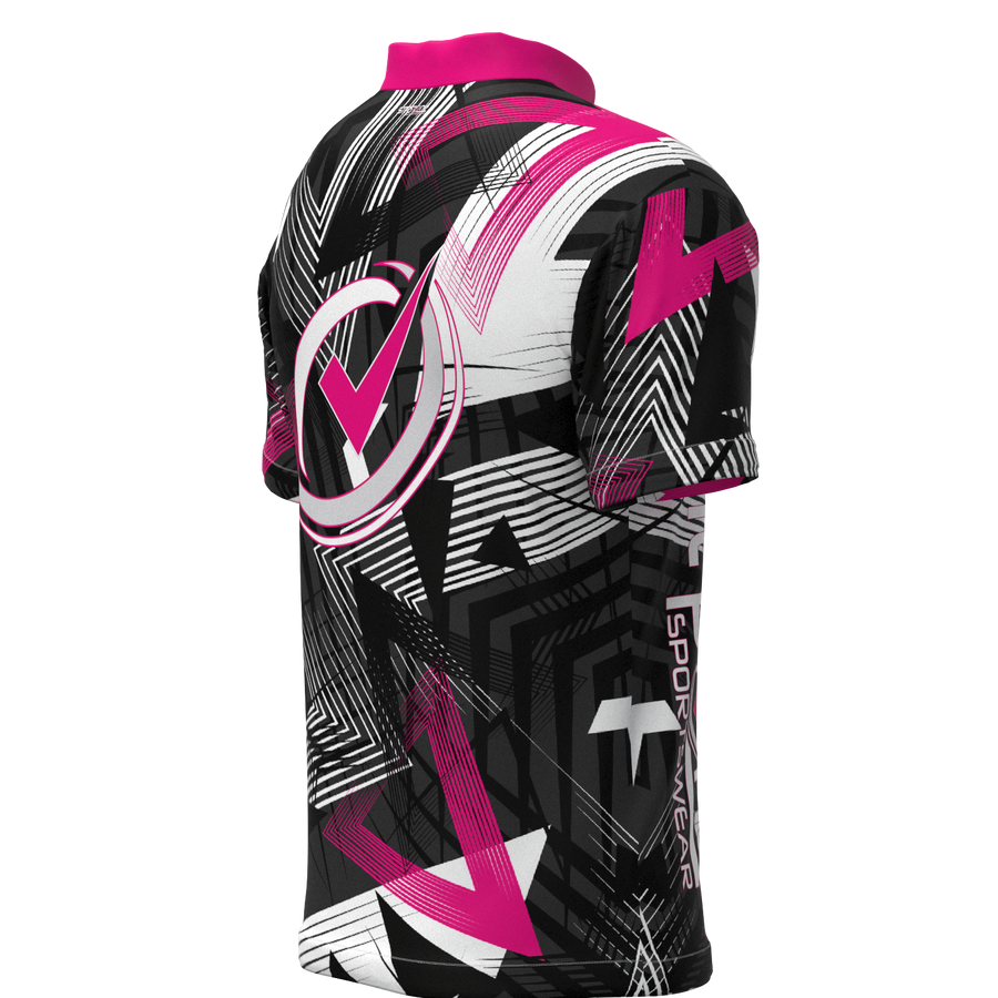 Transfusion Pink Mock Collar Zip - Bowling Jersey