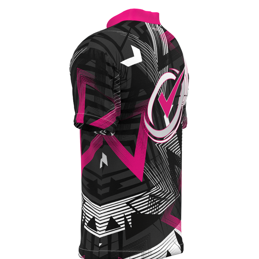 Transfusion Pink Mock Collar Zip - Bowling Jersey