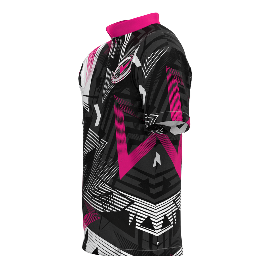 Transfusion Pink Mock Collar Zip - Bowling Jersey