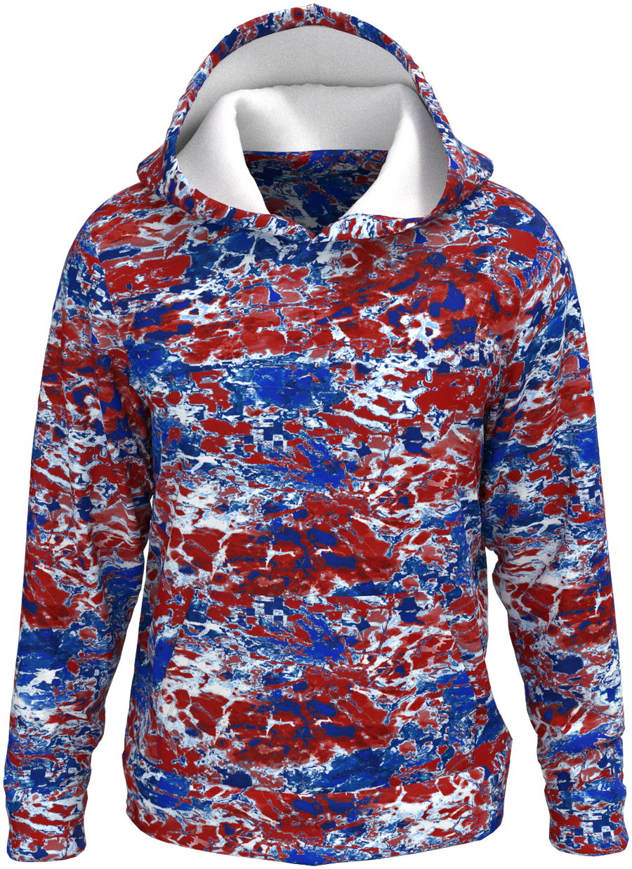 BUF Neo Tie Dye Red White Blue Hoodie